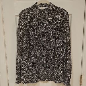 Oleg Cassini Black and White Silk Blouse - Sz 10